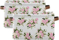 JIPONI Watercolor Pink Roses Fabric Storage Bins for Shelves, Decorative Storage baskets for organizing, Closet Organizer with Handle for Cloth, Toys, Bedrooms