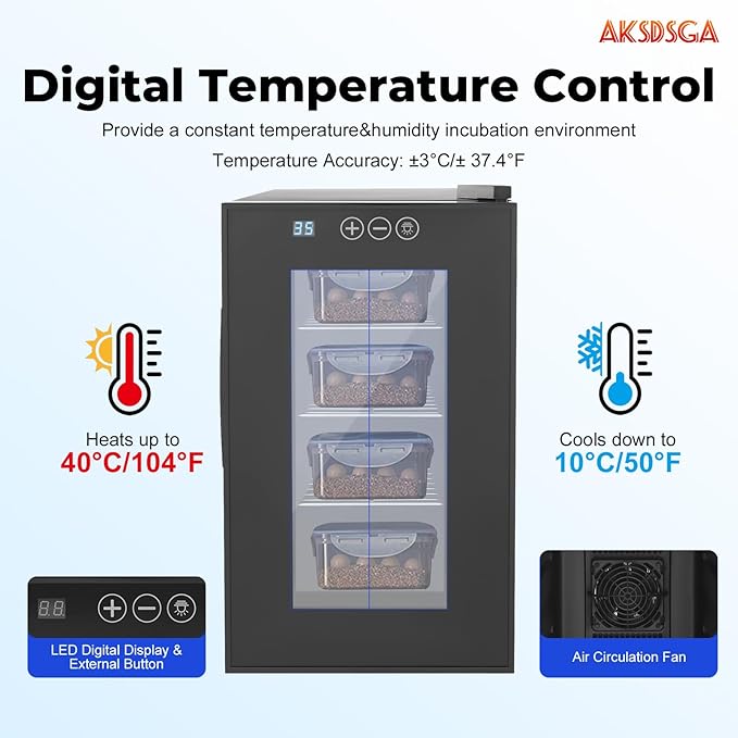 23L Reptile Incubator Cabinet Incubators for Hatching Eggs, Constant Temperature& Humidity Intelligent Reptile Egg Incubator with 10-40°C Cooling and Heating Temperature Control