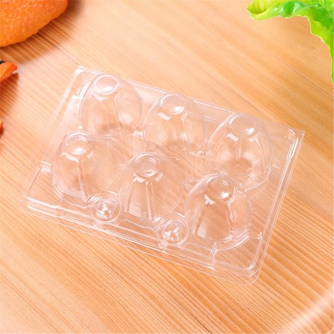25 Pack Clear Plastic Egg Cartons 6 Grids Plastic Egg Trays for Refrigerator Storage, Family, Chicken Farm, Camping, Picnic, Market, Travel