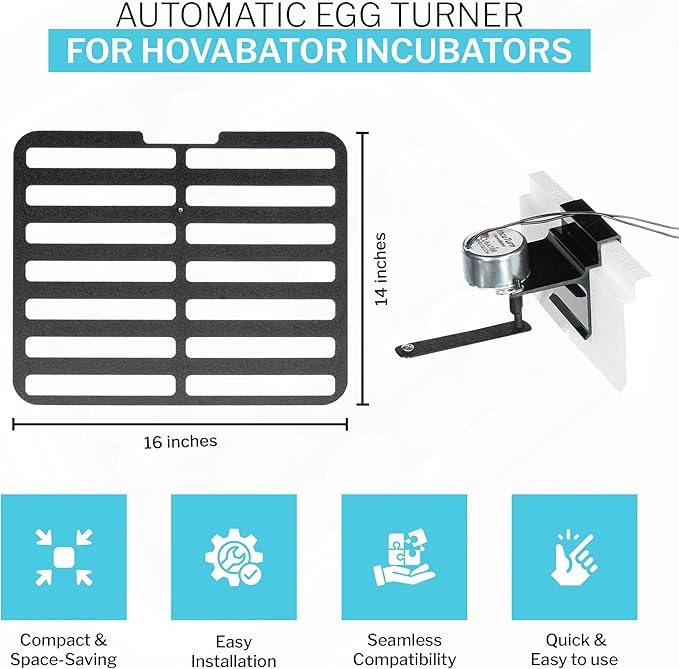 Incubator Warehouse IncuTurn™ Automatic Egg Turner for HovaBator Egg Incubators - Universal Hovabator Incubator Egg Turner Tray - Auto Egg Turner for 42 Chicken 70 Quail 28 Goose Eggs(Egg Turner ONLY)