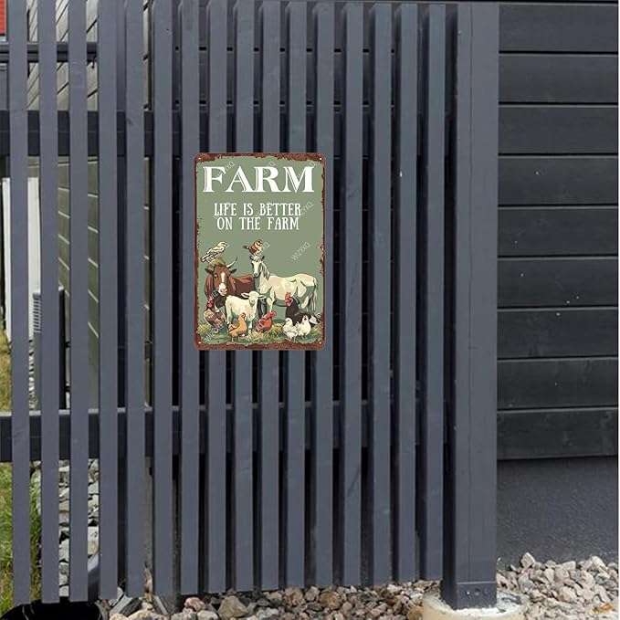 Metal Signs: Farm Life Is Better - Animal Tin Sign, Vintage Aluminum Sign for Home, Office, Kitchen, Bar, Cafe, Garden, Farmhouse Wall Decor - 12x8 Inch