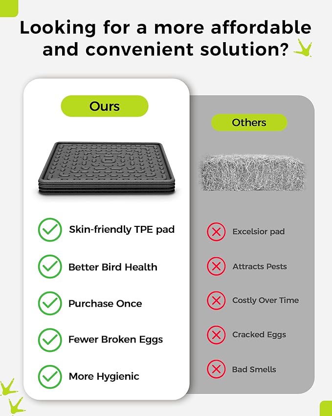 Washable & Reusable Nesting Pads for Chicken Coop - 4Pcs Chicken Nest Mats - Durable 12"x 12" Plastic Nest Box Pads for Egg Laying Hens (Soft, Easy Clean, Premium)