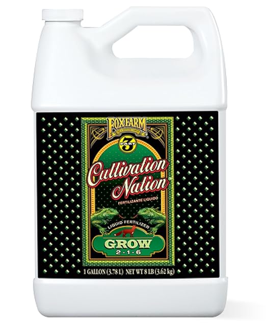 FoxFarm Cultivation Nation Grow Liquid Plant Food, 2-1-6 - Part 1 of FoxFarm 3-Part Feeding Program for Vegetative Growth - NPK Fertilizer for Seedlings & Established Plants - 1 Gallon