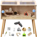 32"x16"x16" Brooder Box for Chicks, with 20In Legs Heat Lamp and Thermometer, Feeder, Waterer Toys Set for Chicks, Lizard, Parrot, Hamster, Quail, Hedgehog Cage