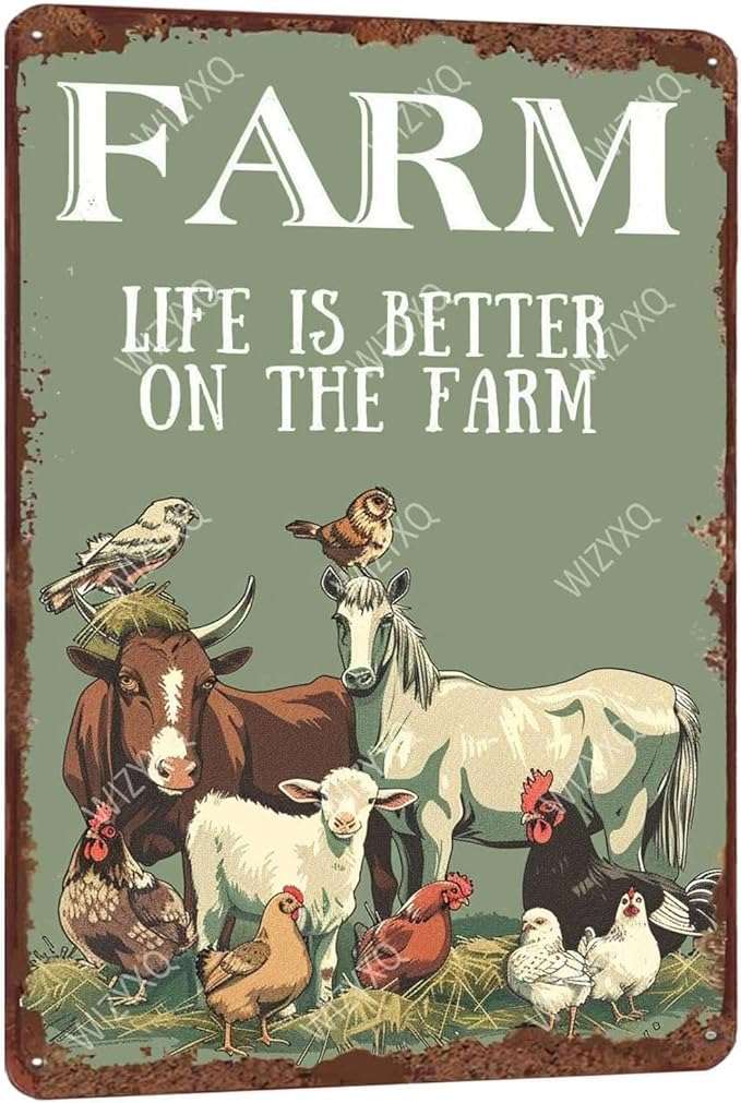 Metal Signs: Farm Life Is Better - Animal Tin Sign, Vintage Aluminum Sign for Home, Office, Kitchen, Bar, Cafe, Garden, Farmhouse Wall Decor - 12x8 Inch