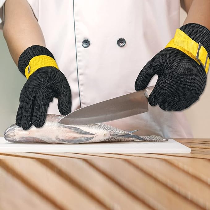 Schwer ANSI A9 Cut Resistant Glove, Food Grade Stainless Steel Wire Mesh, Knife Cutting Gloves, Butcher Meat, Slicing, Oyster Shucking, Fish Fillet, XL Size, 1 PC