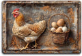 Vintage Chicken and Fresh Eggs Aluminium Metal Tin Sign 16x12 Inch Tin Poster Wall are Decor New
