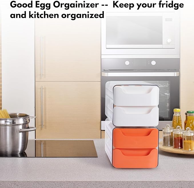 Egg Storage for Refrigerator, Egg Holder for Kitchen Countertop, PET & PP Egg Container for Fridge, Egg Dispenser for 36 Eggs, Double Layer, 18 Eggs per Layer (White)