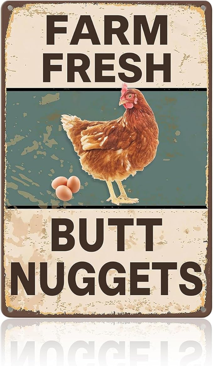 Metal Chicken Coop Sign, Funny Chicken Gifts, Tin Sign for Home Farm Chicken Coop Farmhouse Kitchen Garden Decor 8 X 12 Inch