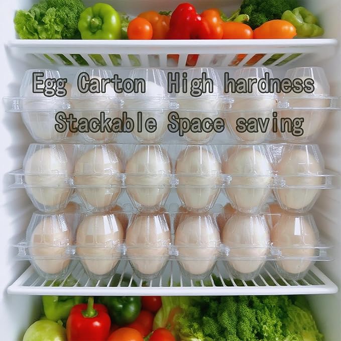 100packs 18-Egg Cartons Cheap Bulk, 3 * 6 extra large Clear plastic egg cartons for Family, Farm, Markets, Display