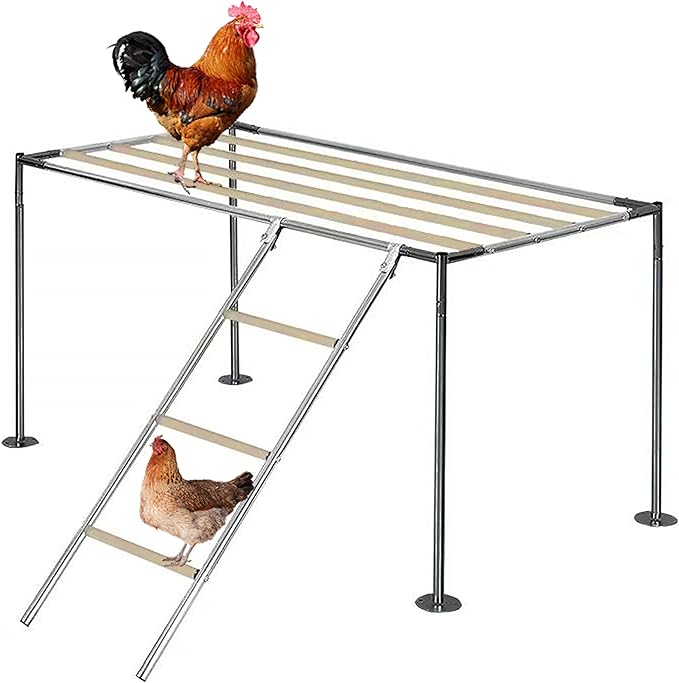 Chicken Roosting Ladder, Chicken Perch Coop, Large Metal Coop Accessories, Strong and Durable, Easy to Installation&Clean, Backyard Playground, 43.3' L X 19.3' W X 39.4'
