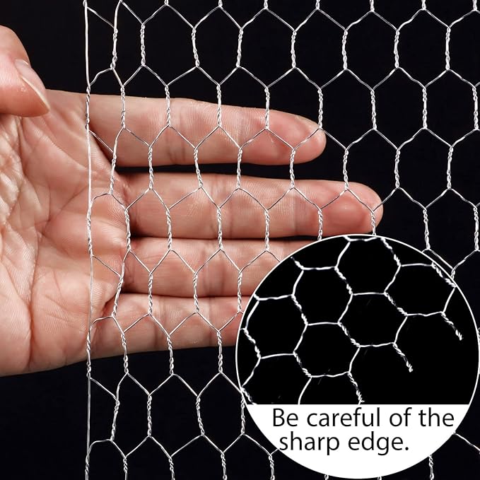 SATINIOR 2 Sheets Chicken Wire Net for Craft Work, Galvanized Hexagonal Wire Mesh (13.7 x 80 Inches, Silver)