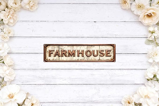 Vintage Tin Farm House Sign Retro Metal Sign Suitable For HomeFarm Garden - Multi-Purpose For Indoor/Outdoor Use Plaque 4x16 Inch
