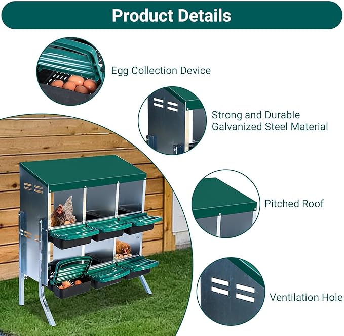 Red 6/8/10-Hole Wall-Mount Chicken Nesting Box with Legs & Roll-Away Design – Easy Egg Collection, Pull-Out Cleaning, Durable Roosting Box for All Chicken Breeds