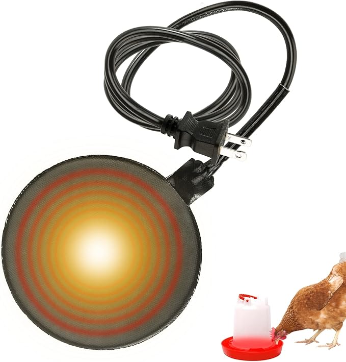 1 Pcs Poultry Chicken Water Heater, 120 V 20W Silicone Winter De-Icer Chicken Water Heating Base Poultry Founts with 47.2 Inch Power Cord for Drinking Fountains Chicken Coop