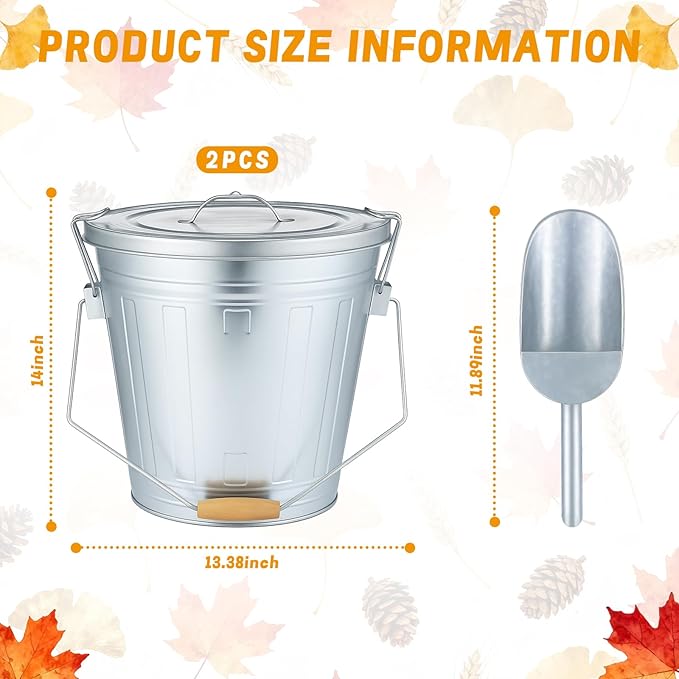 Yungyan 2 Pcs Bird Seed Containers Storage Galvanized Steel Metal Food and Seed Locking Storage Bucket Bin with Scoop, Rustic Farmhouse Feed Containers, Holds up to 18 Quarts, Disassembled Outer Frame