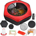 Brooder Box for Chicks Starter Kit - Pop-Up,Collapsible & Breathable Chicken Brooder with 10x10in Heater, Feeder, Waterer, Perch & Insulated Pads - Fits 10 Chicks/Ducks/Quail