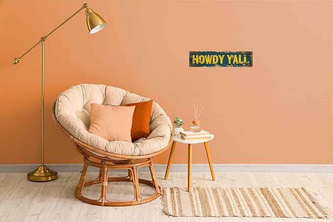 Vintage Tin Howdy Y'all Sign Retro Metal Sign Suitable For Home Street Shop Garage Bar Farm Garden - Multi-Purpose For Indoor/Outdoor Use Plaque 4x16 Inch