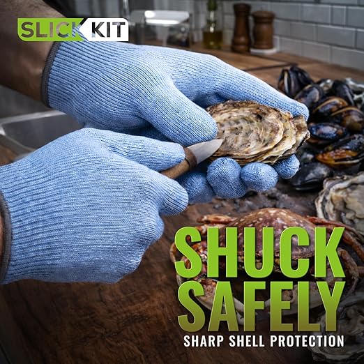 Cut Resistant Gloves Food Grade, Superior ANSI A6 Protection - 100% Food Safe ‘BLUE’ for Home & Pro Chefs & Kitchens: Mandoline, Meat, Fish, Oyster Cutting & Food Prep