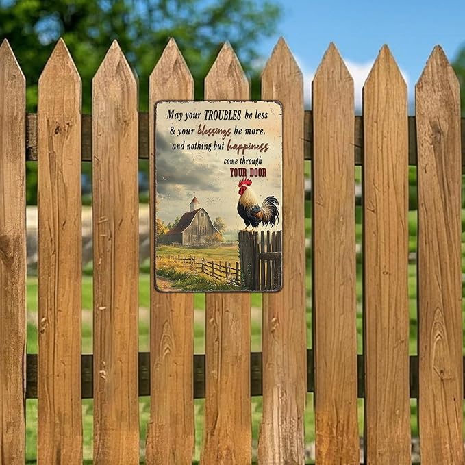 Rooster Kitchen Wall Decor Chicken Metal Signs Farm Rooster Crowing Sign Chicken Decor Welcome To My Mother Kitchen Home Fence Wall Decor 12x8 Inch Vintage Chicken Coop Tin Poster