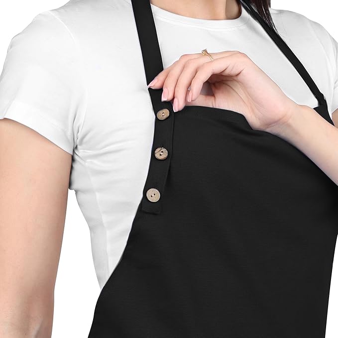 Kitchen Apron Cotton Waterdrop Resistant with adjustable Aprons for Women with Pockets 9 Color option Cooking