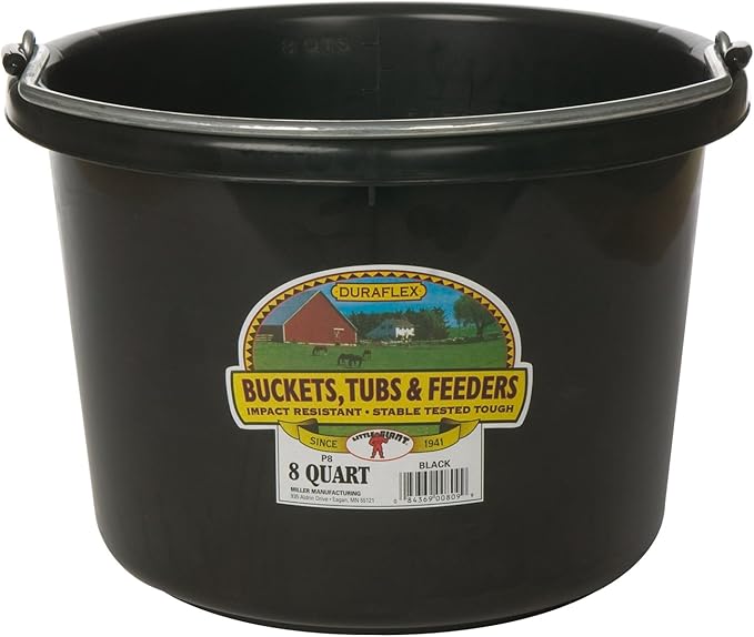 Miller Manufacturing P-8-BLACK 8-Quart Plastic Buckets, Black