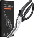 Poultry Shears, Kitchen Shears with Spring Loaded, Heavy Duty Poultry Scissors for Meat, Chicken,Turkey, Anti-Slip Handle,Safety Lock,Dishwasher Safe