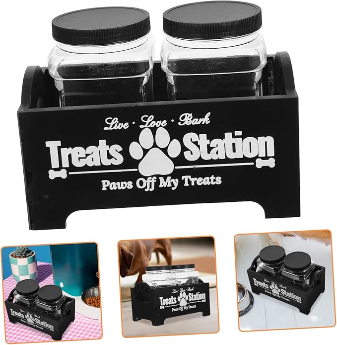 YARNOW 1set Farmhouse Wooden Dog Food Storage Box Airtight Canister Holder for Pet Treats and Snacks Capacity Organized Design for Easy Access for Multiple Pets