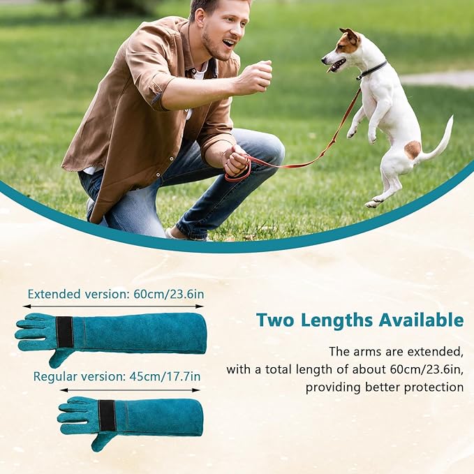 VINGVO Animal Handling Gloves, Anti Scratch Bite Resistant Gloves, Cowhide Multipurpose Pet Glove for Cat Dog Snake Falcon