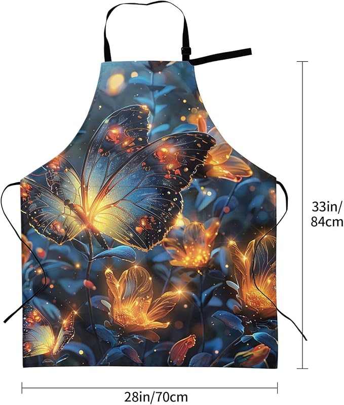 Kitchen Aprons for Men Women Waterproof Apron with 2 Pockets Cool Steampunk Gears Apron Adjustable Bib Aprons
