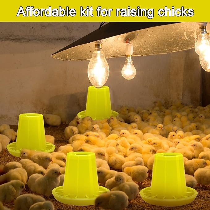12 Pack Small Chicken Feeder and 1.5L Baby Chicken Waterer Set Bulk Chick Feeder Chick Drinker for Poultry Ducks Goose Quail Pigeons (Feeding)