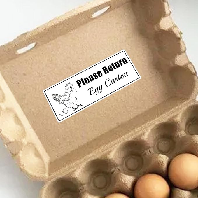 1 x 2.625 Inch 500 Pcs Please Return Egg Cartons Stickers Farm Fresh Eggs Carton Labels - Chicken Container Packaging Stickers for Egg Producers,Organic Farms,Farmers’ Markets