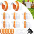 Chicken Feeder Port, 8 Pack Chicken Feeders No Waste with 8 Lids 1 Drill Bit, DIY Automatic Poultry Feeder Cups Kit, Chicken Bucket Feeder for Barrels (Orange)