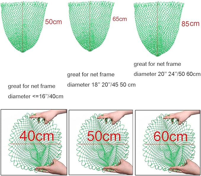Fishing Net Replacement Netting Fishing Landing Net Replacement Net for Freshwater Saltwater Fishing Green 6 Sizes