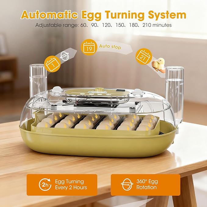 24 Egg Incubator for Hatching Eggs, Automatic Egg Turning, Temperature & Humidity Control, Egg Candler, for Hatching Chicken, Duck, Quail, Goose - Ideal for Farm, Classroom, Home Use