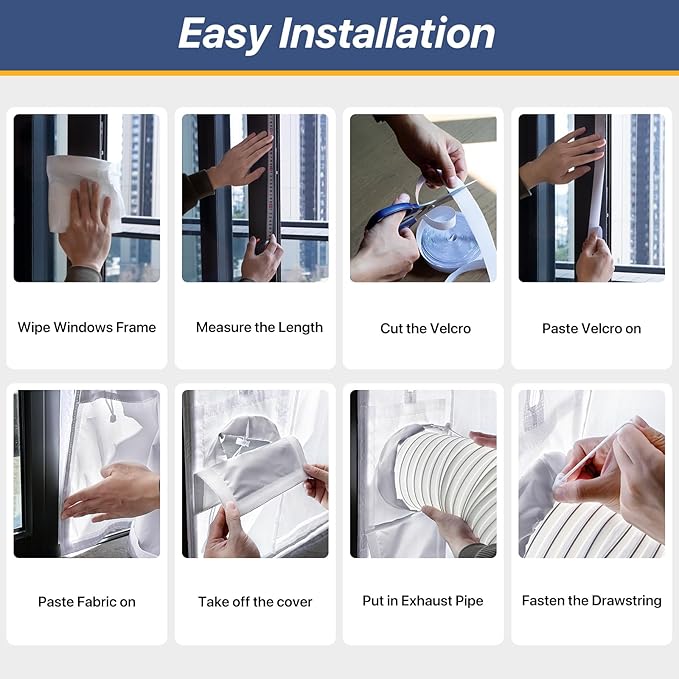 Loviga Portable AC Window Vent Kit for Sliding Door, 100% Sealing Portable Air Conditioner Window Kit Seal Kit for AC Unit Clothes Dryer, 31X86 Inch Length Adjustable, Waterproof, No Drilling