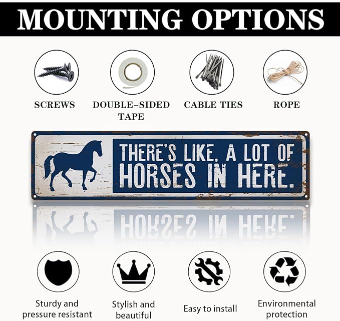 Horse Metal Signs for Outdoor, There's Like A Lot Of Horses in Here Sign, 15.8x4 inches, Decorative Aluminum Wall Plaque, Farm Decor, Funny Horse Lover Home Decor, Horses Owner Gift