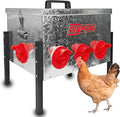60lb Automatic Chicken Feeder, 8 Ports No Waste Chicken Feeder with Locking Lid, Adjustable Legs & Waterproof Silo, Large Metal Poultry Feeder for Hens, Ducks, Geese, Poultry
