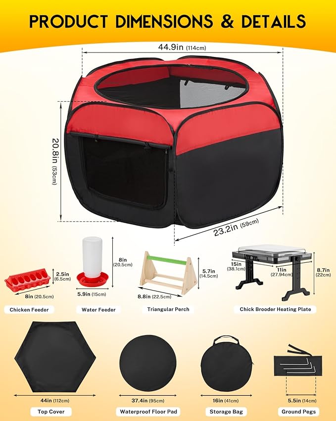 Chicken Brooder Box for Chicks, Magicfly Chick Starter Kit with 15 x 11 Inch Brooder Heating Plate, Chicken Brooder Tent/Pen/Playpen with Chicken Perch, Feeder & Waterer, for Chicks, Duck, Quail