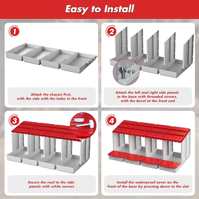 Chicken Nesting Boxes,4 Hole Nesting Box for Chicken Coop, Rolling Egg Collection and Protection Nesting Boxes