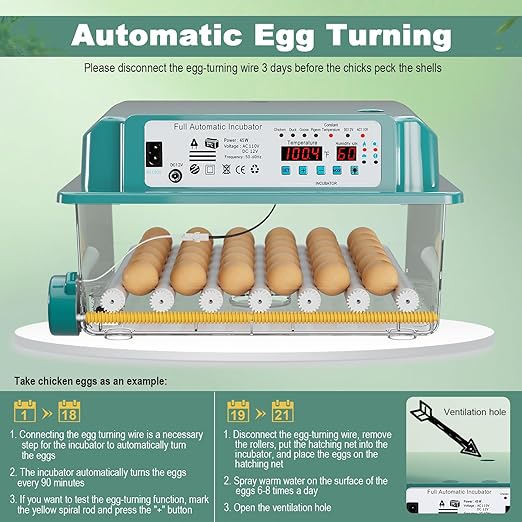 36 Eggs Incubators for Hatching Eggs,Egg Incubator with 4 Automatic Incubate Mode,Chicken Incubator with Automatic Egg Turning Humidity Monitoring,Poultry Egg Incubator with Egg Candle