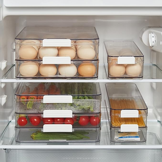 YOHA Clear Deviled Egg Tray Carrier with Lid 12 Grids Eggs Holder Case Refrigerator Egg Container Deviled Egg Platter Stackable Egg Tray Camping Picnic Travel Portable Egg Storage Container,Clear-12