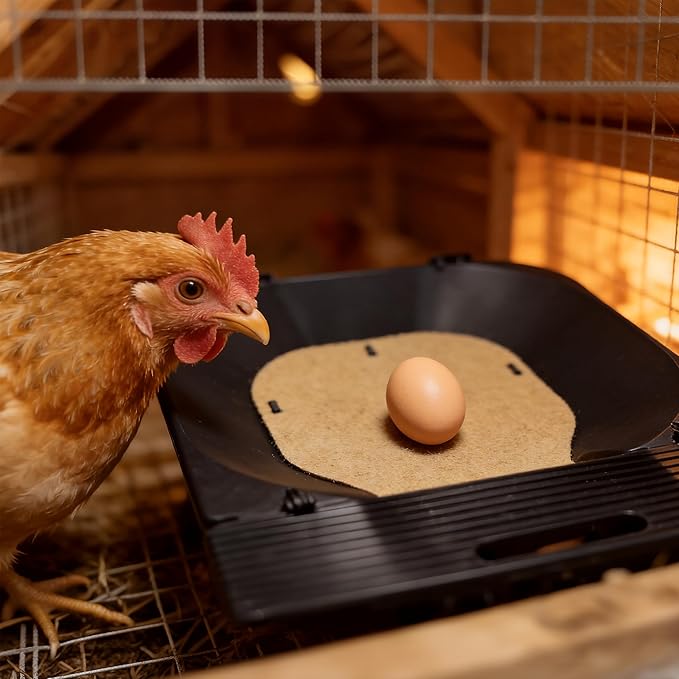 Roll Away Chicken Nesting Box,Lockable Fake Egg & Jute Pad – 2-Height Adjustable Slope – Fits Inside 14"+ Coops – Small to Medium Breeds(1PC)