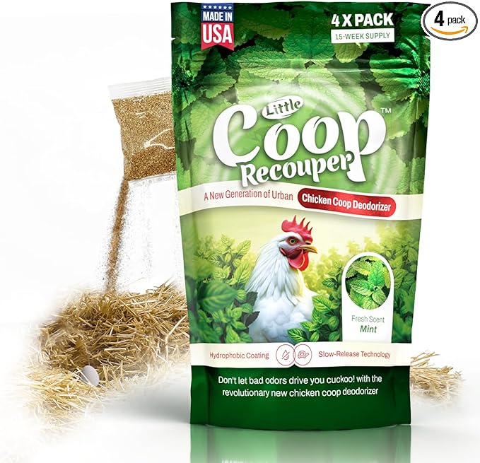 Little Coop Recouper | a New Generation Of Urban Chicken Coop Deodorizer | Unique Formula for Slow Release | Natural Fresh Scent | Up to 15 Weeks Supply | 4 x 0.5oz (Mint)