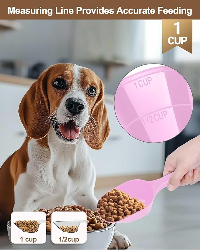 Dog Food Scoop, 1 Cup Pet Food Scoop With Measuring Lines (pink and blue)