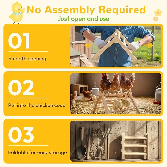 Innoland Chick Perch Foldable, Chick Toys Stable & No Assemble, Baby Chick Toys for Stand Training, 12.44" ×11.02" ×7.44" Chick Roosting Perch for Chicks Brooder | Coop (L)