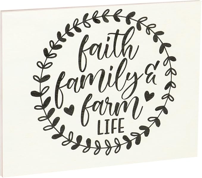 JennyGems Faith Family Farm Life Wooden Sign, Barn Decor, Rustic Farmhouse Decor Wall Hanging, Christian Farm Life, Made in USA