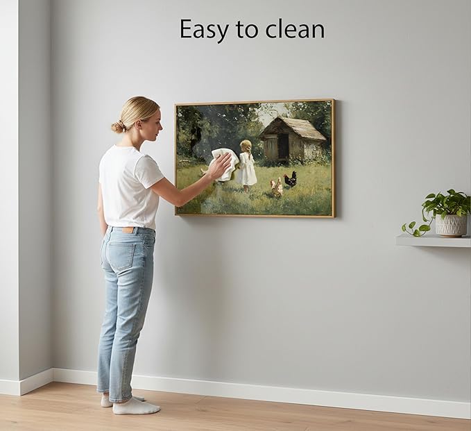 Framed Farm Girl Wall Art Vintage Farmhouse Kitchen Canvas Prints Rural Chicken Picture Artwork French Country Painting Wall Decor for Bedroom Living Room 16x24in
