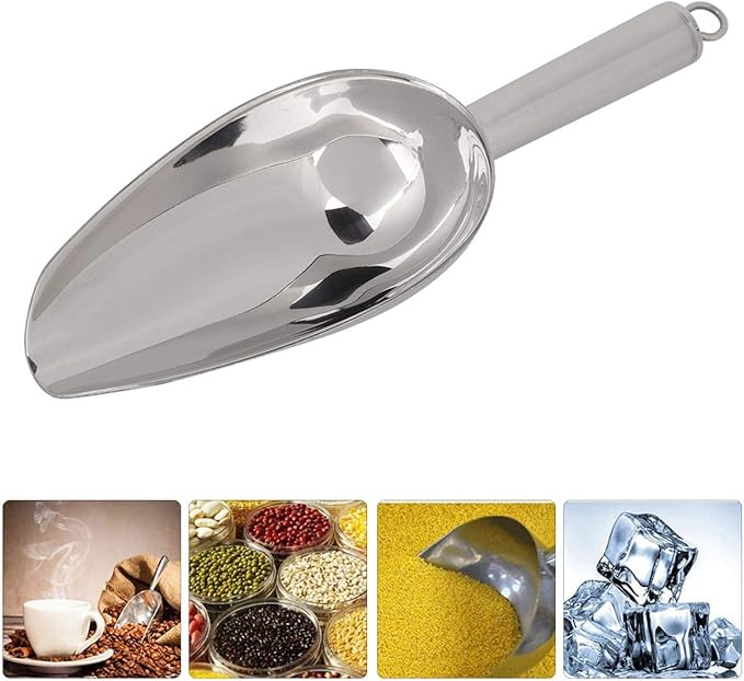 Food Scoop, 38oz Grain Scoop,Ice Flour Utility Scoop,Stainless Steel Multifunctional Ice Food Scoop Coffee Beans Dried Fruit Shovel Multi-Purpose Food Candy Shovel Kitchen Tools(38oz)