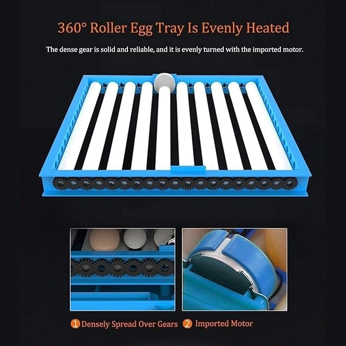 192 Digital Egg Incubator Automatic Turning Temperature Control with LED Candler for Hatching Chickens Ducks Goose Birds